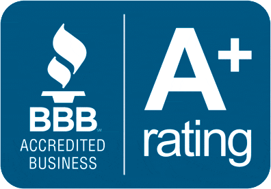 BBB accredited business A+ rating badge for Komar and Associates